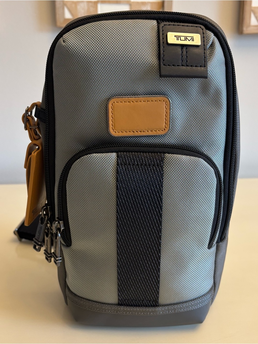Tumi Gray Fife Slim Crossbody Sling Bag - Compact NEW